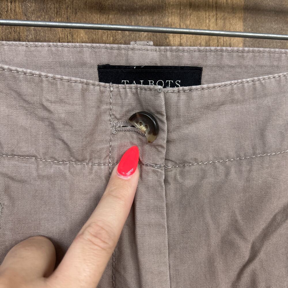Talbots Womens Pants Brown Mid Rise Convertible Boyfriend 100% Cotton 12 - Picture 11 of 13